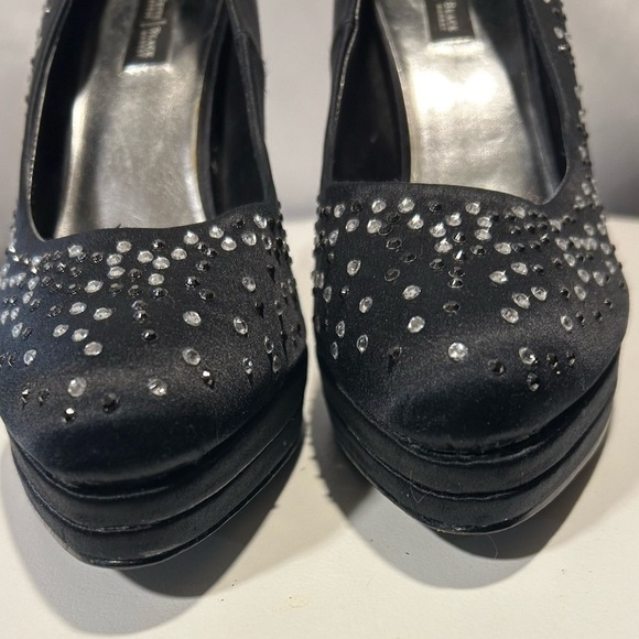 White House Black Market Black Rhinestones Stiletto Platform Heels - Picture 3 of 6
